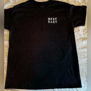 Rest Easy Brand. Large Cotton Tshirt. White Logo